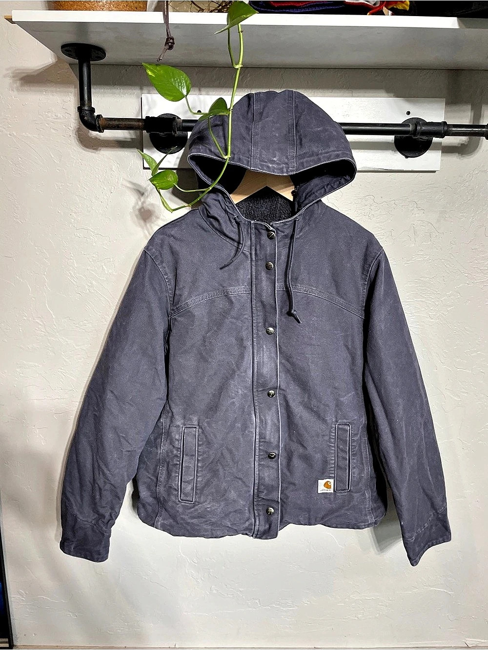 Carhartt Sandstone Berkley hooded jacket with sherpa lining, purple, women's